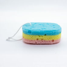 Larger three colors bath sponge circular seaweed bath sponge scrubber